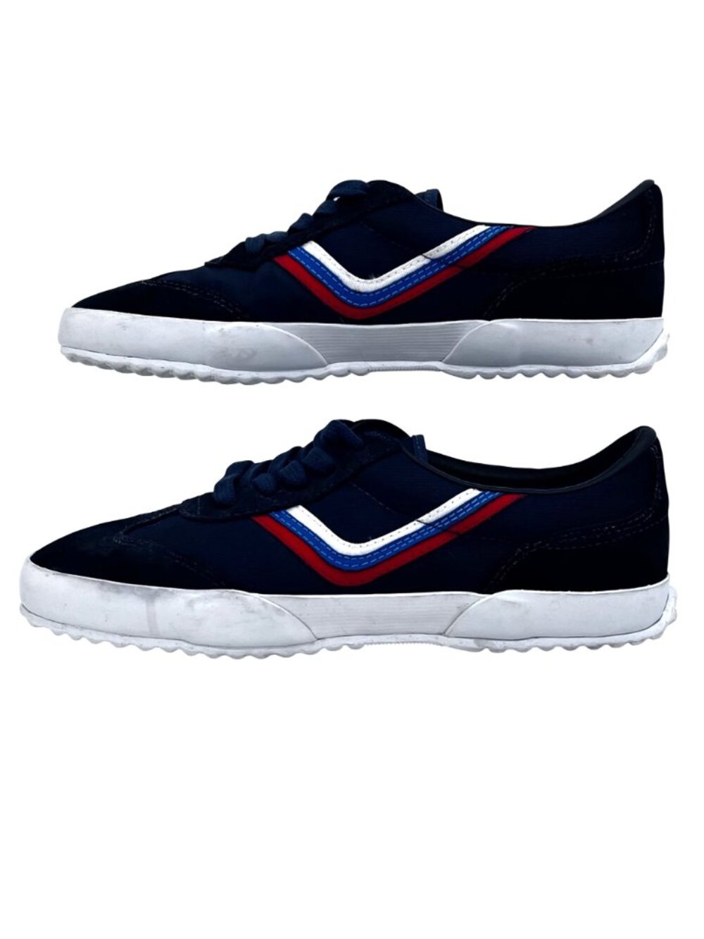 Tory Sport Navy Suede & Fabric Red White Blue Chevron Sneakers Shoes Womens 7 - Picture 4 of 12